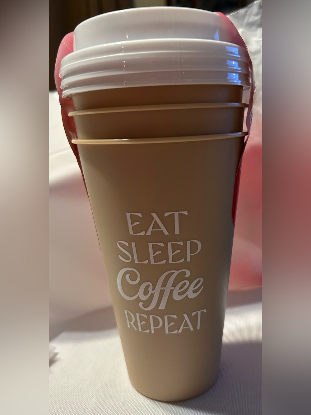 EAT SLEEP Coffee REPEAT Tan Travel Tumblers - Set of 3